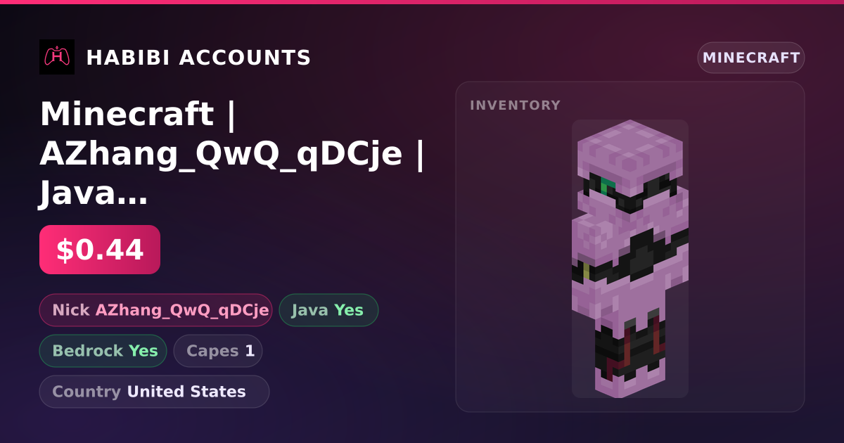 Minecraft | AZhang_QwQ_qDCje | Java + Bedrock | 1 Capes — HabibiAccounts