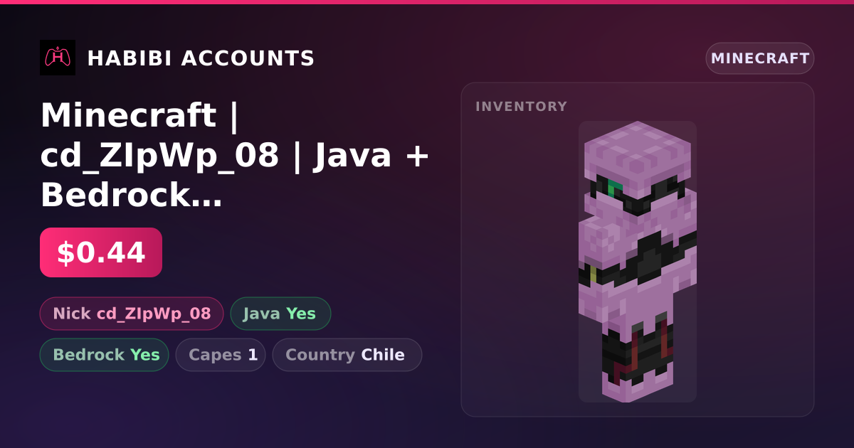 Minecraft | cd_ZIpWp_08 | Java + Bedrock | 1 Capes — HabibiAccounts