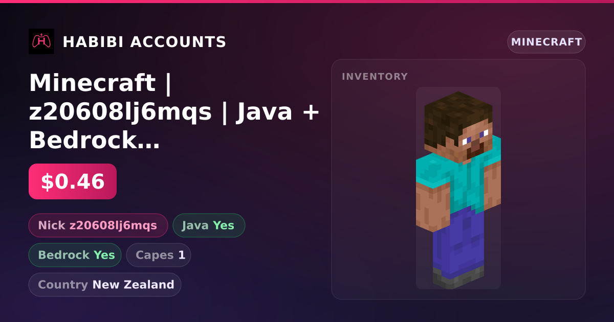 Minecraft | z20608lj6mqs | Java + Bedrock | 1 Capes — HabibiAccounts