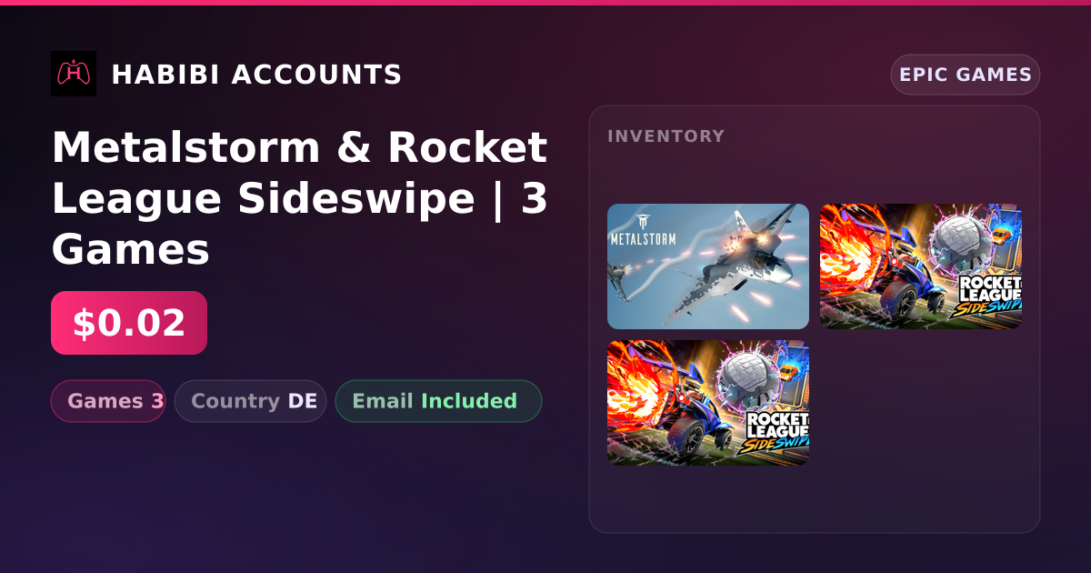 Metalstorm & Rocket League Sideswipe | 3 Games — HabibiAccounts