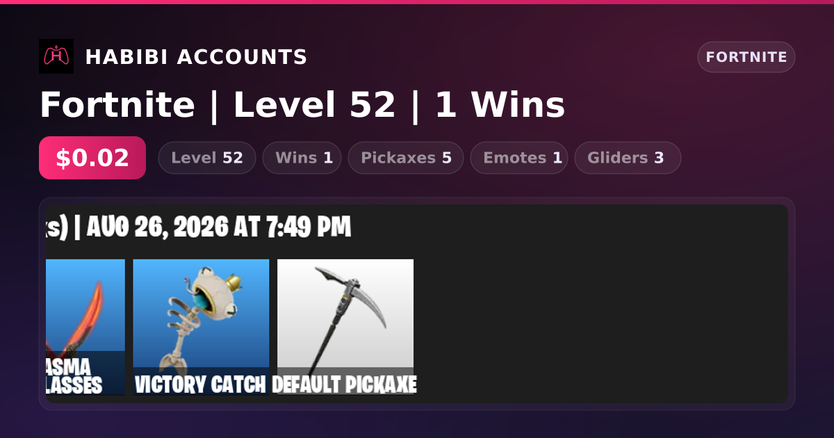Fortnite | Level 52 | 1 Wins — HabibiAccounts