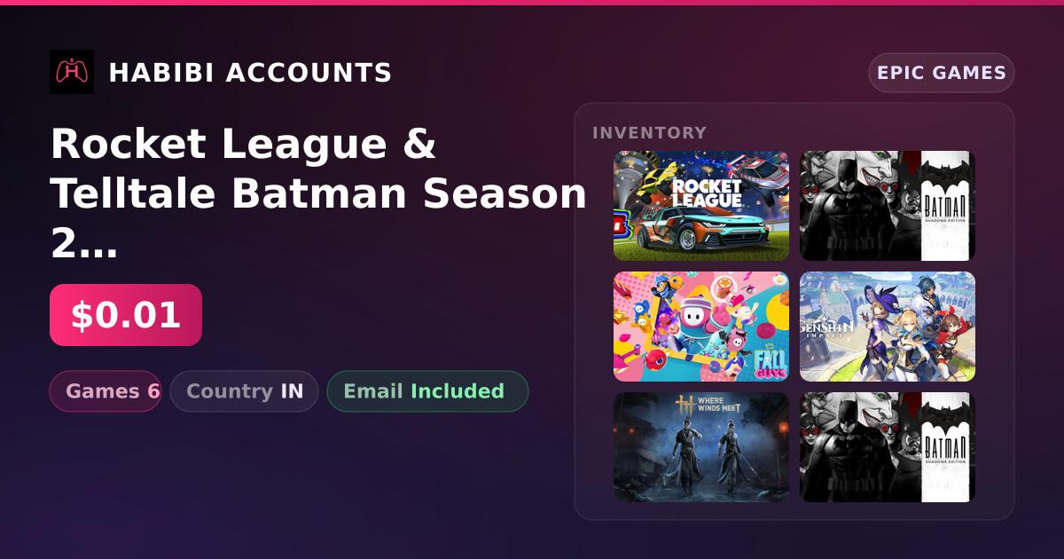 Rocket League & Telltale Batman Season 2 | 6 Games — HabibiAccounts