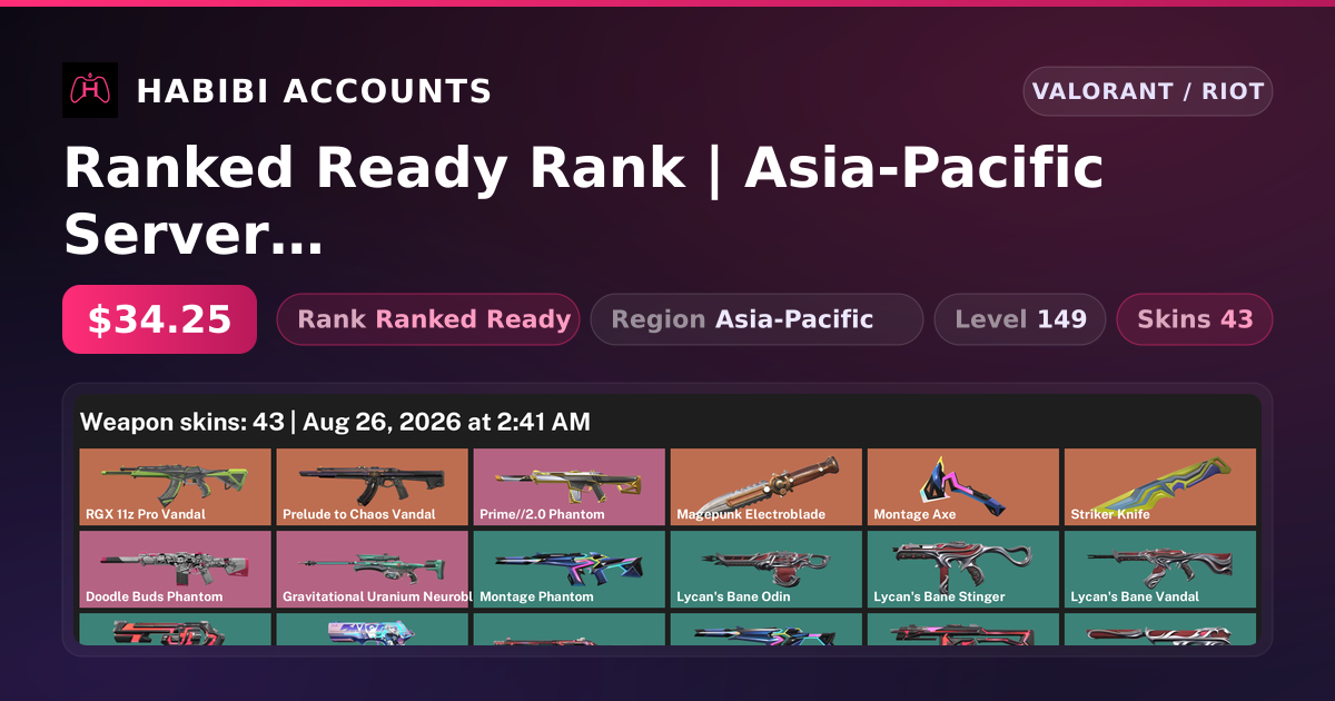 Ranked Ready Rank | Asia-Pacific Server | 43 Skins | 3 Knives | Level 149