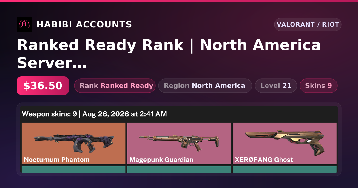 Ranked Ready Rank | North America Server | 9 Skins | Level 21
