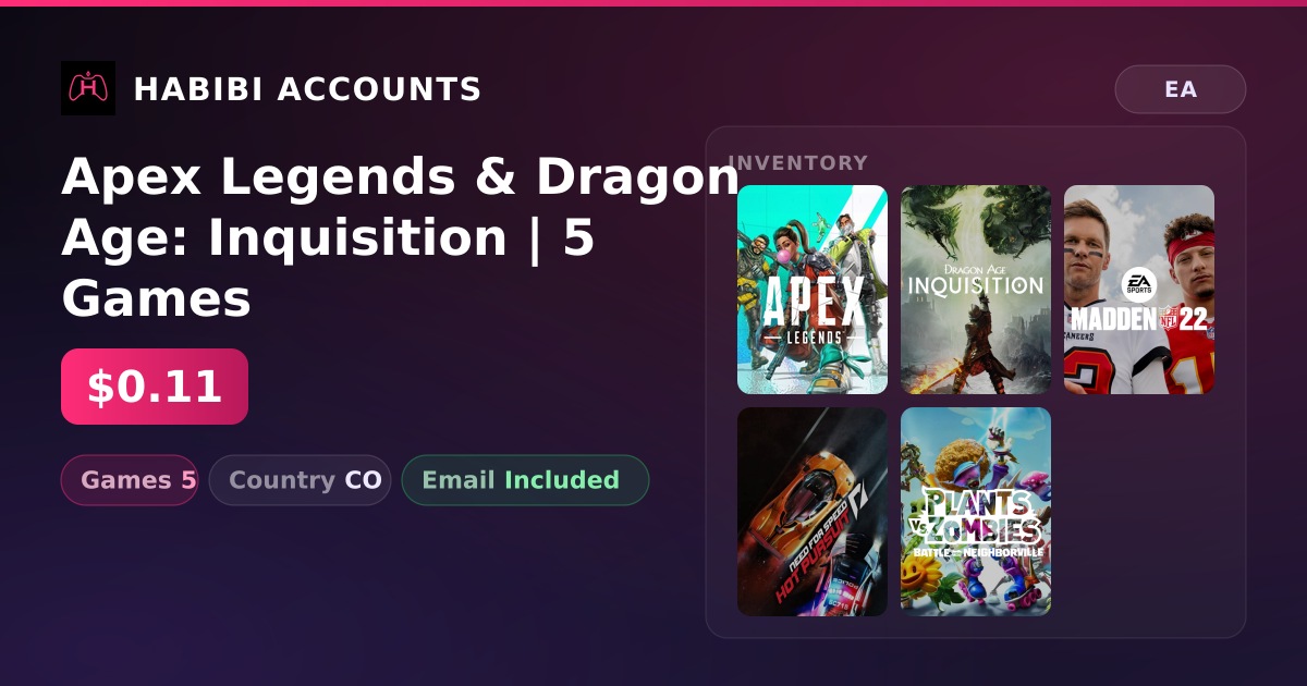 Apex Legends & Dragon Age: Inquisition | 5 Games — HabibiAccounts