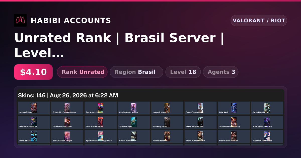 Unrated Rank | Brasil Server | Level 18 — HabibiAccounts