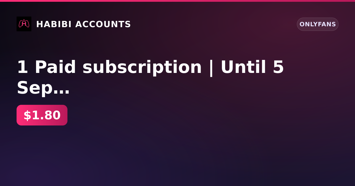1 Paid subscription | Until 5 Sep 2026 | Firstmail | Balance 0 ₽ | No KYC | No verification | No payments — HabibiAccounts