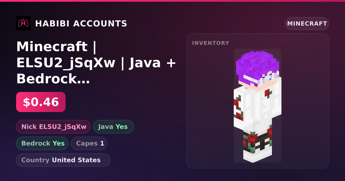 Minecraft | ELSU2_jSqXw | Java + Bedrock | 1 Capes — HabibiAccounts