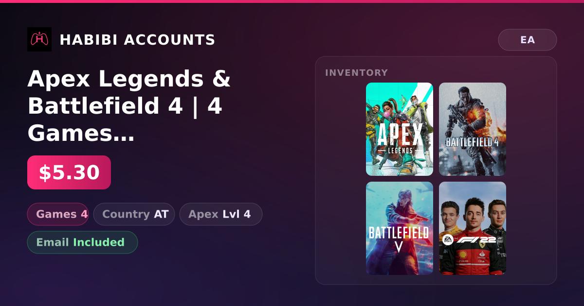 Apex Legends & Battlefield 4 | 4 Games | Apex Lvl 4