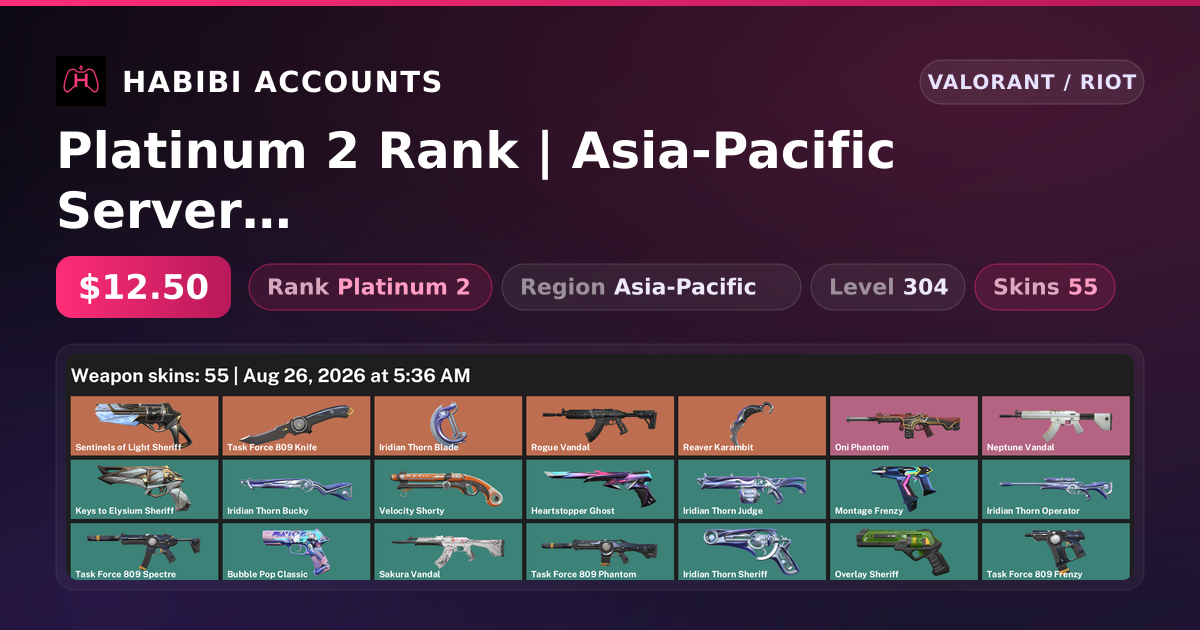 Platinum 2 Rank | Asia-Pacific Server | 55 Skins | 3 Knives | Level 304
