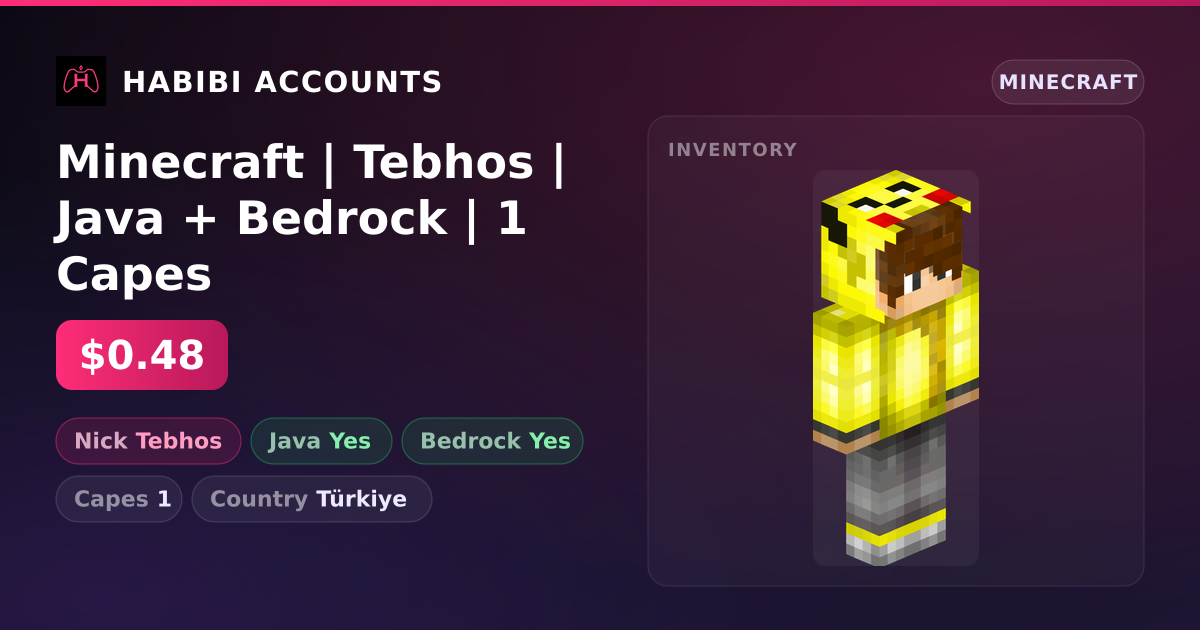 Minecraft | Tebhos | Java + Bedrock | 1 Capes — HabibiAccounts