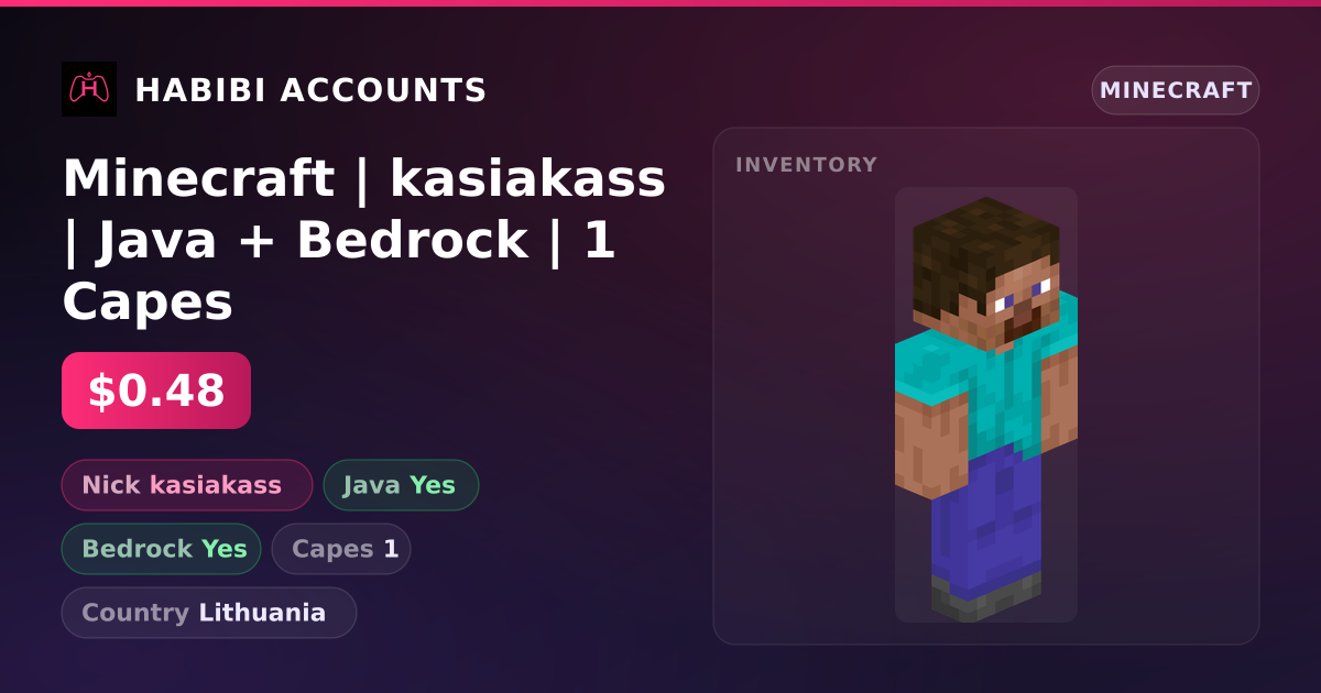 Minecraft | kasiakass | Java + Bedrock | 1 Capes — HabibiAccounts
