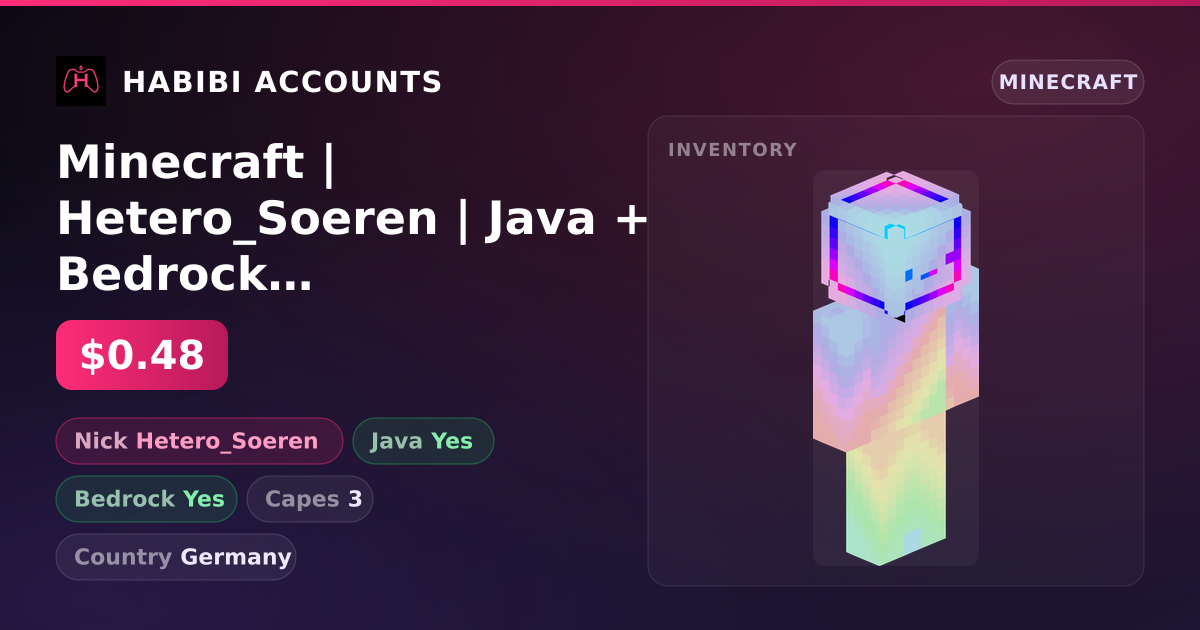 Minecraft | Hetero_Soeren | Java + Bedrock | 3 Capes — HabibiAccounts