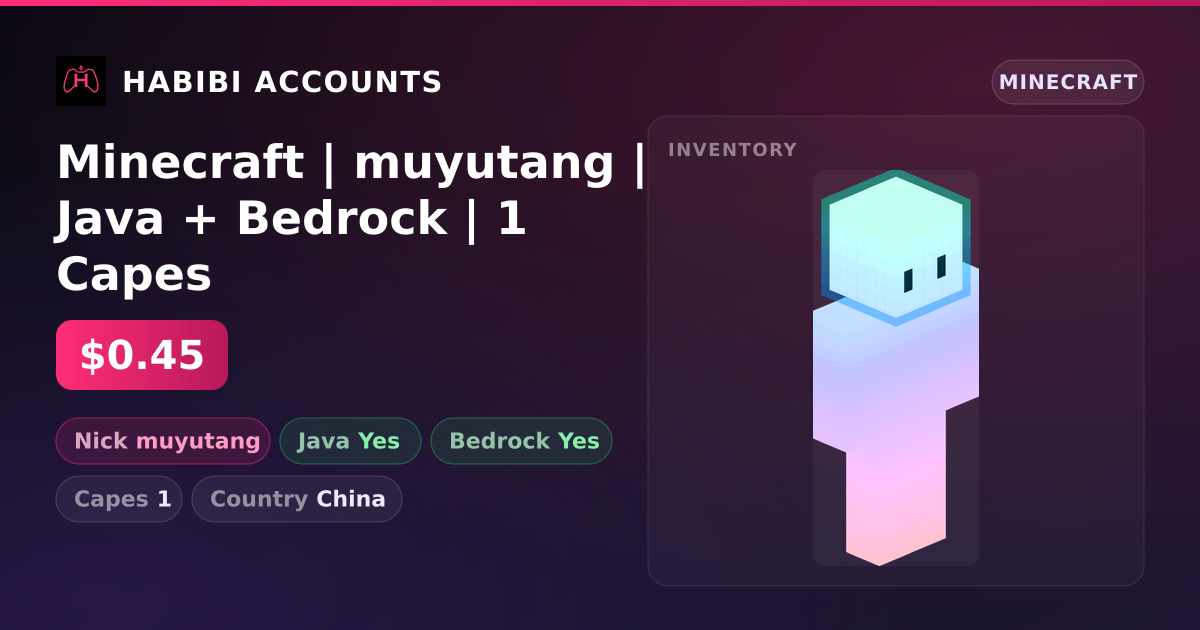 Minecraft | muyutang | Java + Bedrock | 1 Capes — HabibiAccounts