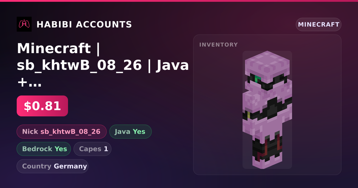 Minecraft | sb_khtwB_08_26 | Java + Bedrock | 1 Capes — HabibiAccounts