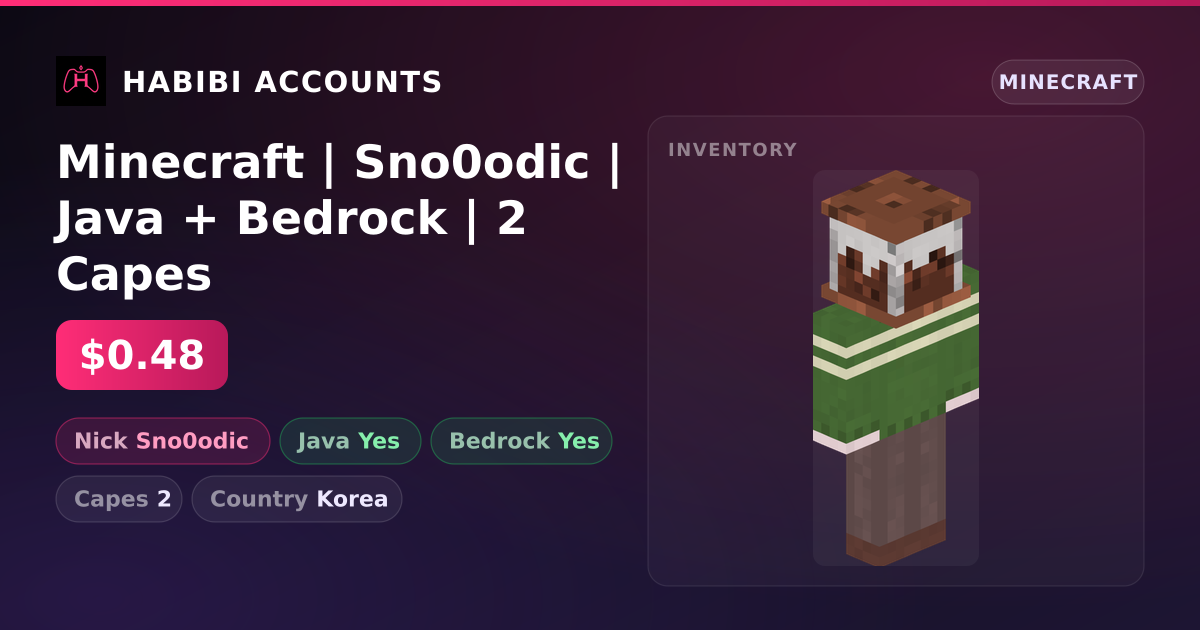 Minecraft | Sno0odic | Java + Bedrock | 2 Capes — HabibiAccounts