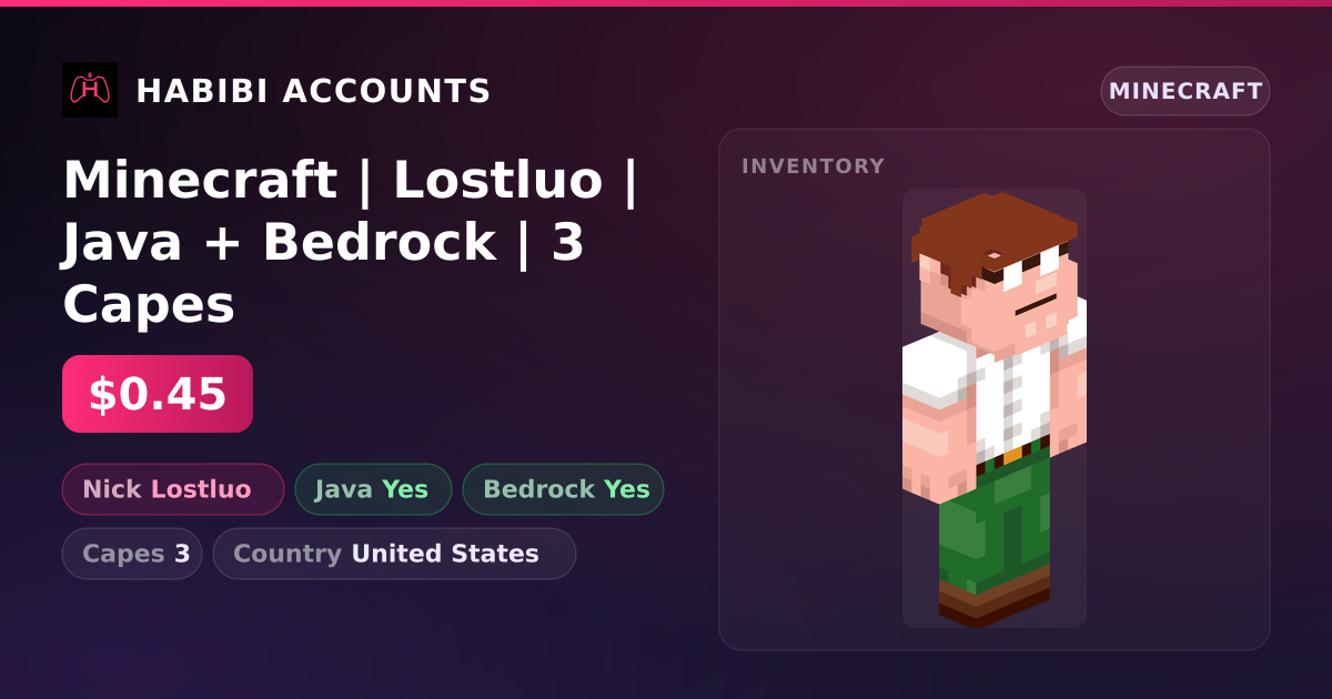 Minecraft | Lostluo | Java + Bedrock | 3 Capes — HabibiAccounts