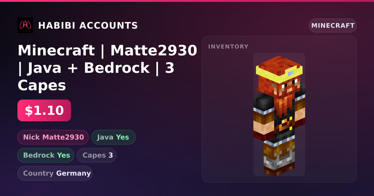 Minecraft | Matte2930 | Java + Bedrock | 3 Capes — HabibiAccounts