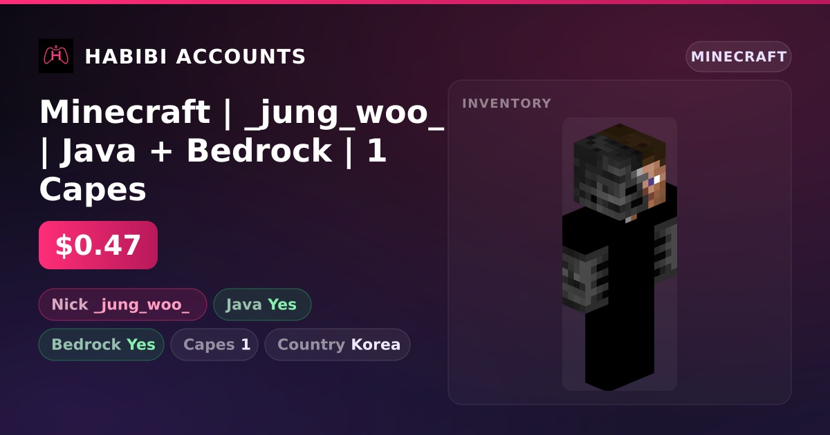 Minecraft | _jung_woo_ | Java + Bedrock | 1 Capes — HabibiAccounts