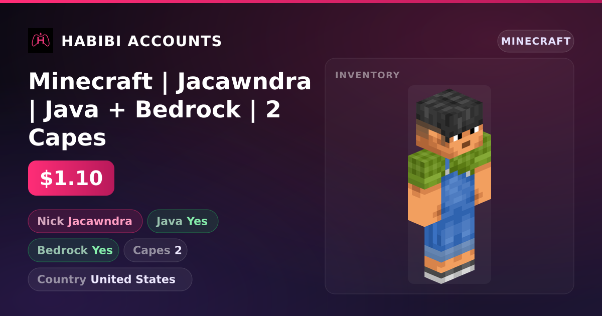 Minecraft | Jacawndra | Java + Bedrock | 2 Capes — HabibiAccounts