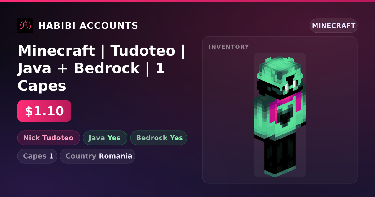 Minecraft | Tudoteo | Java + Bedrock | 1 Capes — HabibiAccounts