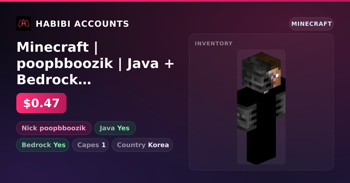 Minecraft | poopbboozik | Java + Bedrock | 1 Capes — HabibiAccounts