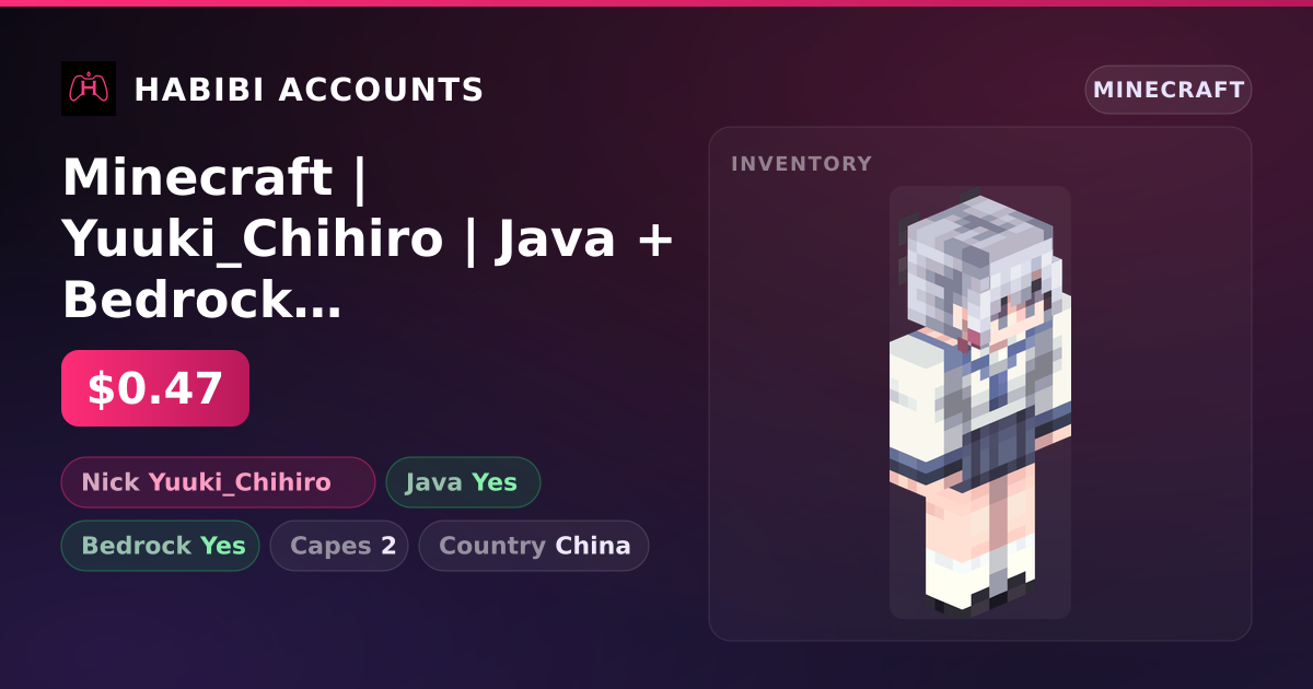 Minecraft | Yuuki_Chihiro | Java + Bedrock | 2 Capes — HabibiAccounts