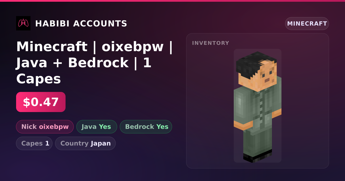 Minecraft | oixebpw | Java + Bedrock | 1 Capes — HabibiAccounts