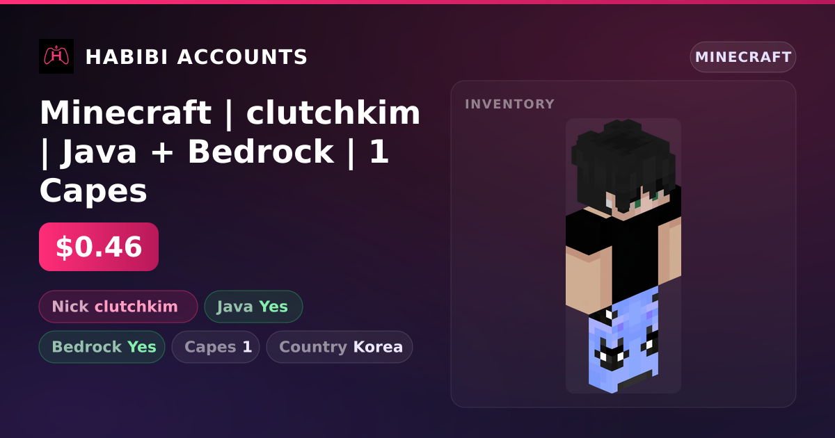 Minecraft | clutchkim | Java + Bedrock | 1 Capes — HabibiAccounts