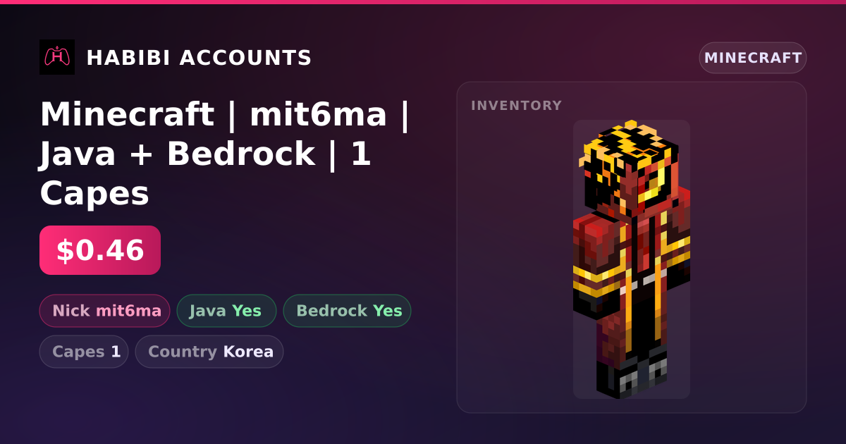 Minecraft | mit6ma | Java + Bedrock | 1 Capes — HabibiAccounts