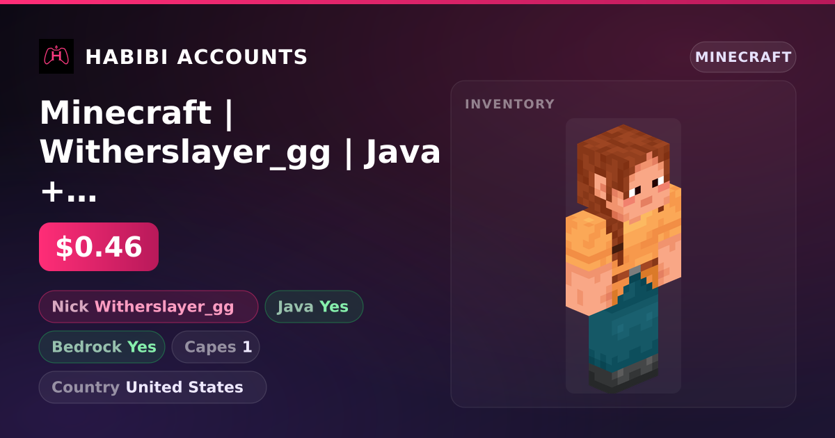 Minecraft | Witherslayer_gg | Java + Bedrock | 1 Capes — HabibiAccounts