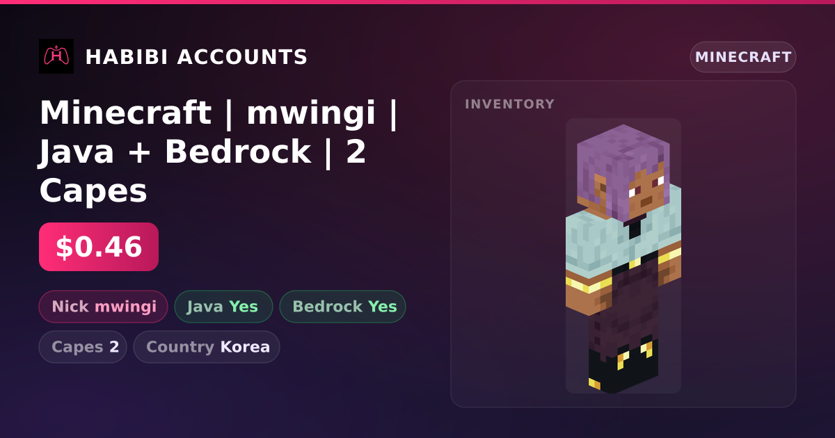 Minecraft | mwingi | Java + Bedrock | 2 Capes — HabibiAccounts