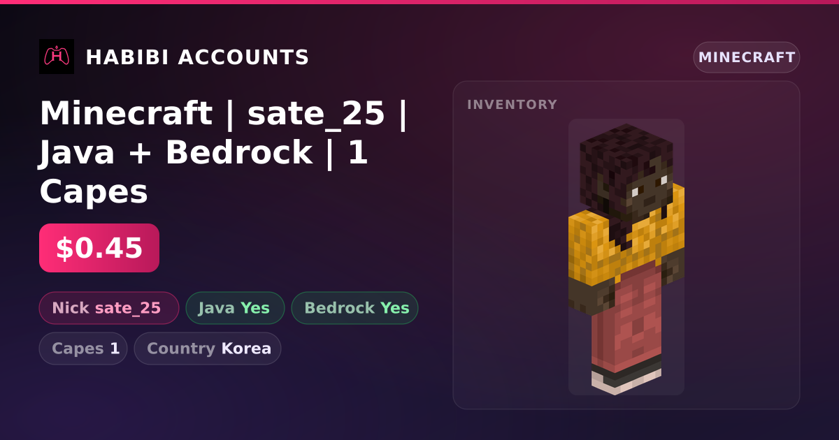 Minecraft | sate_25 | Java + Bedrock | 1 Capes — HabibiAccounts