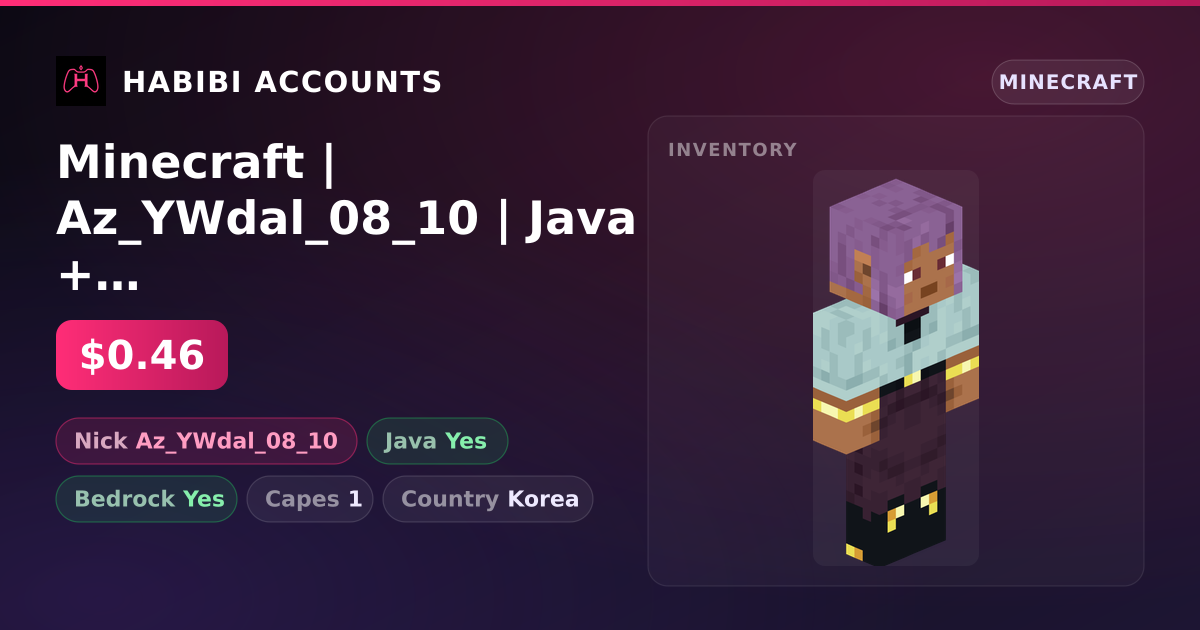 Minecraft | Az_YWdal_08_10 | Java + Bedrock | 1 Capes — HabibiAccounts