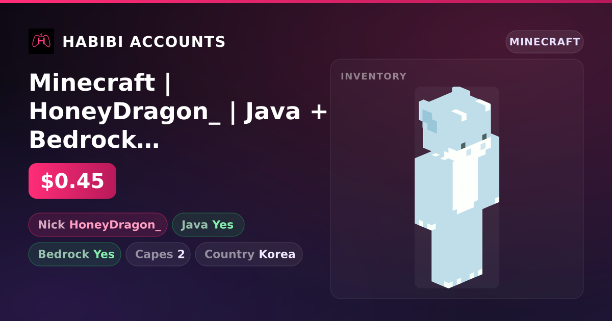 Minecraft | HoneyDragon_ | Java + Bedrock | 2 Capes — HabibiAccounts