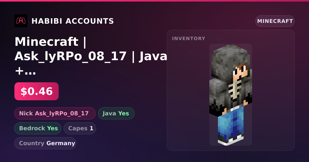 Minecraft | Ask_lyRPo_08_17 | Java + Bedrock | 1 Capes — HabibiAccounts