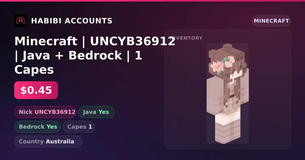 Minecraft | UNCYB36912 | Java + Bedrock | 1 Capes — HabibiAccounts