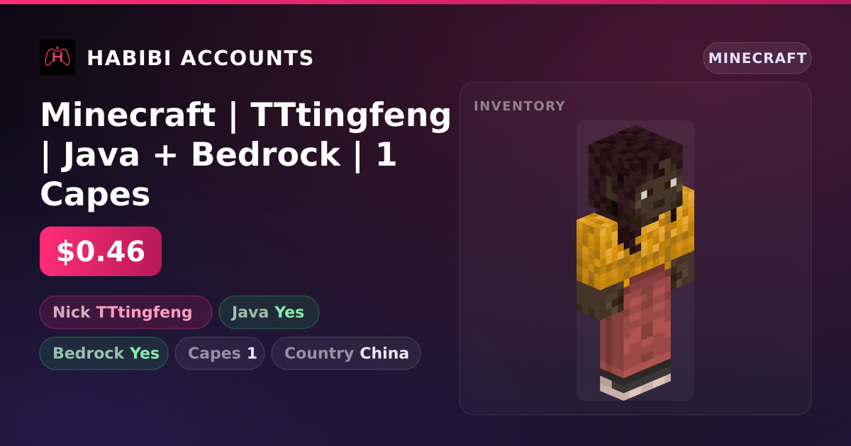 Minecraft | TTtingfeng | Java + Bedrock | 1 Capes — HabibiAccounts