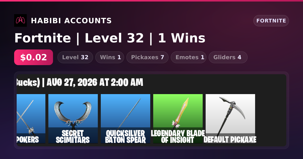 Fortnite | Level 32 | 1 Wins — HabibiAccounts