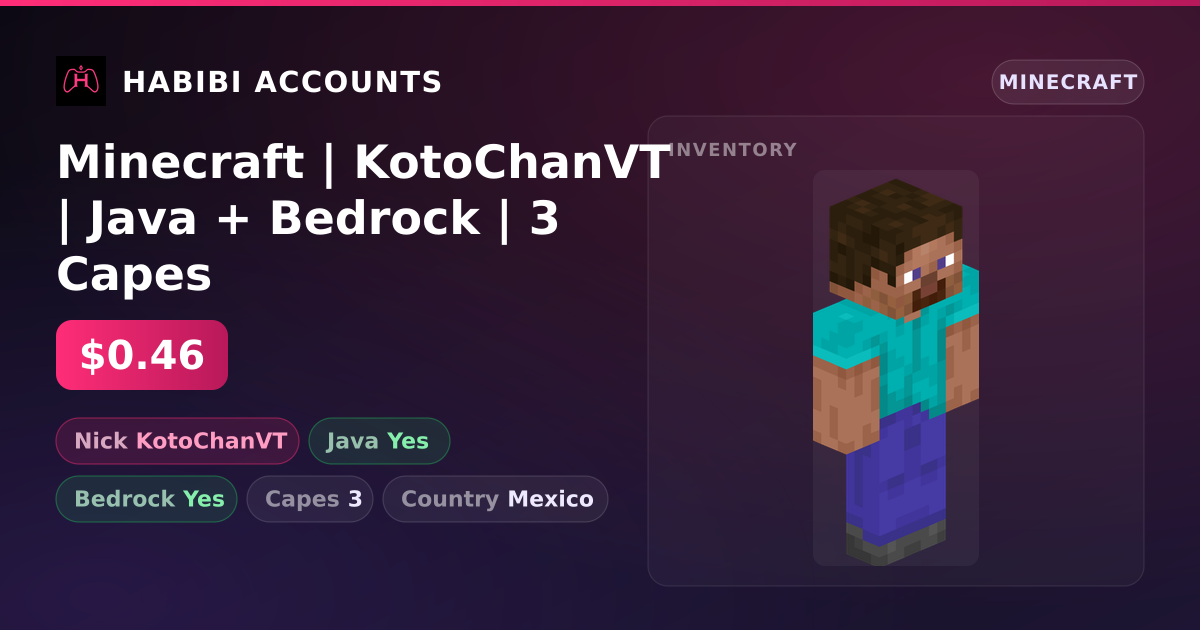 Minecraft | KotoChanVT | Java + Bedrock | 3 Capes — HabibiAccounts
