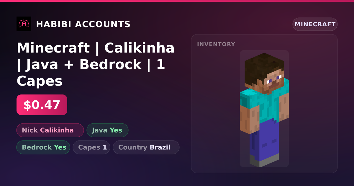 Minecraft | Calikinha | Java + Bedrock | 1 Capes — HabibiAccounts