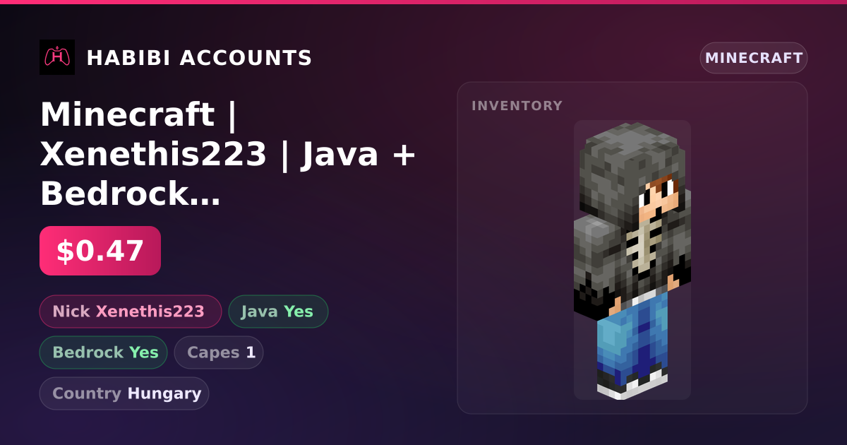 Minecraft | Xenethis223 | Java + Bedrock | 1 Capes — HabibiAccounts