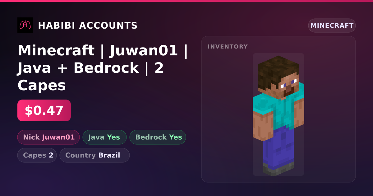 Minecraft | Juwan01 | Java + Bedrock | 2 Capes — HabibiAccounts