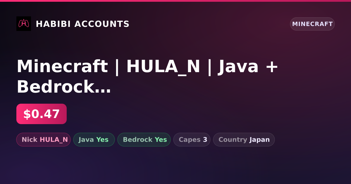 Minecraft | HULA_N | Java + Bedrock | 3 Capes — HabibiAccounts