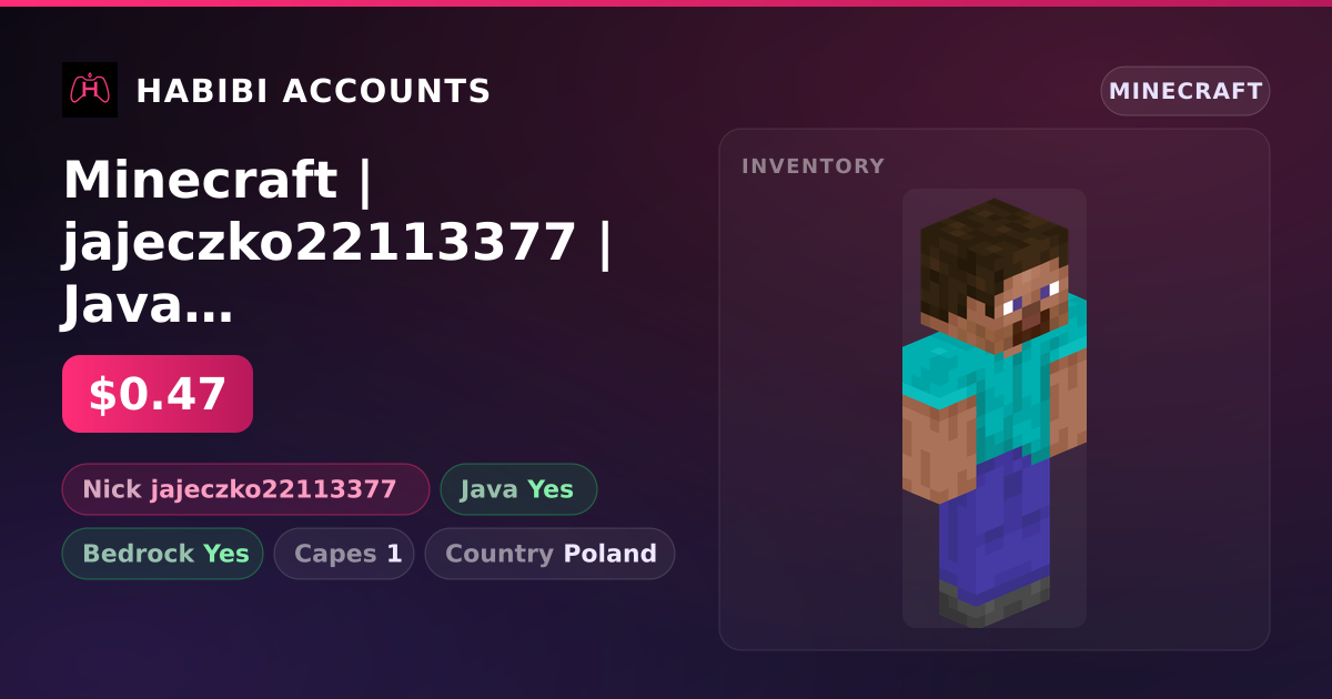 Minecraft | jajeczko22113377 | Java + Bedrock | 1 Capes — HabibiAccounts