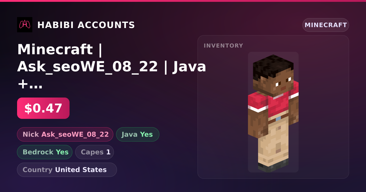 Minecraft | Ask_seoWE_08_22 | Java + Bedrock | 1 Capes — HabibiAccounts