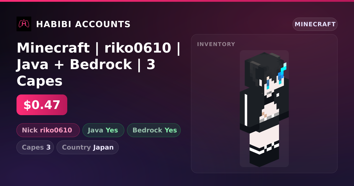 Minecraft | riko0610 | Java + Bedrock | 3 Capes — HabibiAccounts