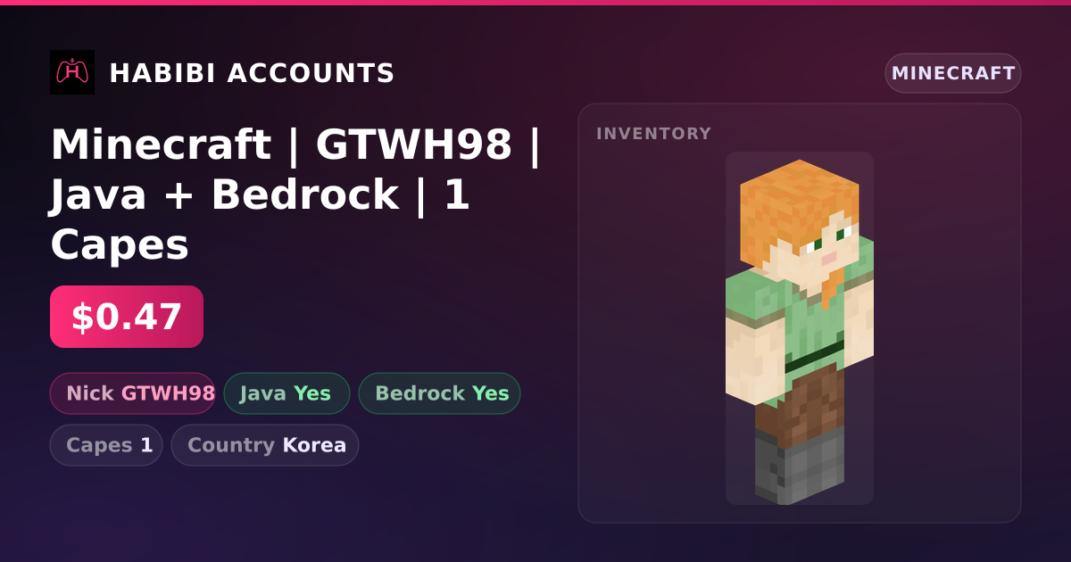 Minecraft | GTWH98 | Java + Bedrock | 1 Capes — HabibiAccounts