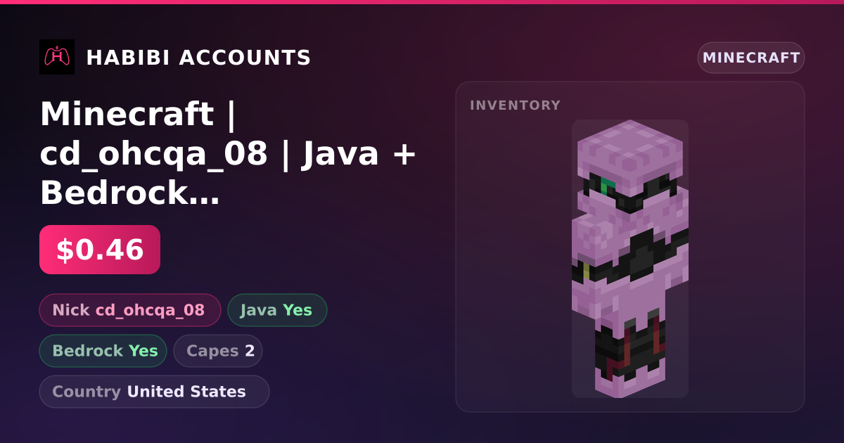 Minecraft | cd_ohcqa_08 | Java + Bedrock | 2 Capes — HabibiAccounts