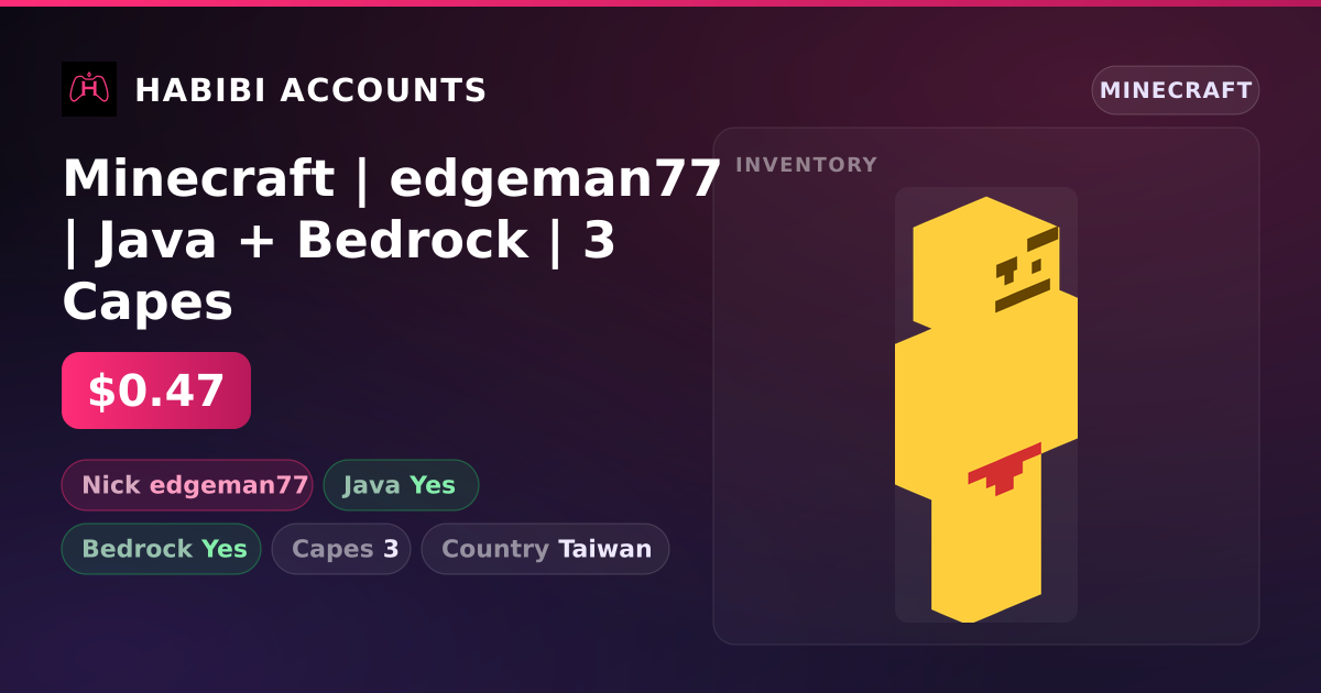 Minecraft | edgeman77 | Java + Bedrock | 3 Capes — HabibiAccounts